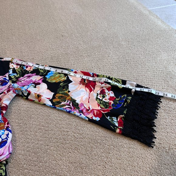 Show Me Your Mumu Dress Portabella Black Floral Mini Swing LS Boho Witchy SMALL - Picture 13 of 14